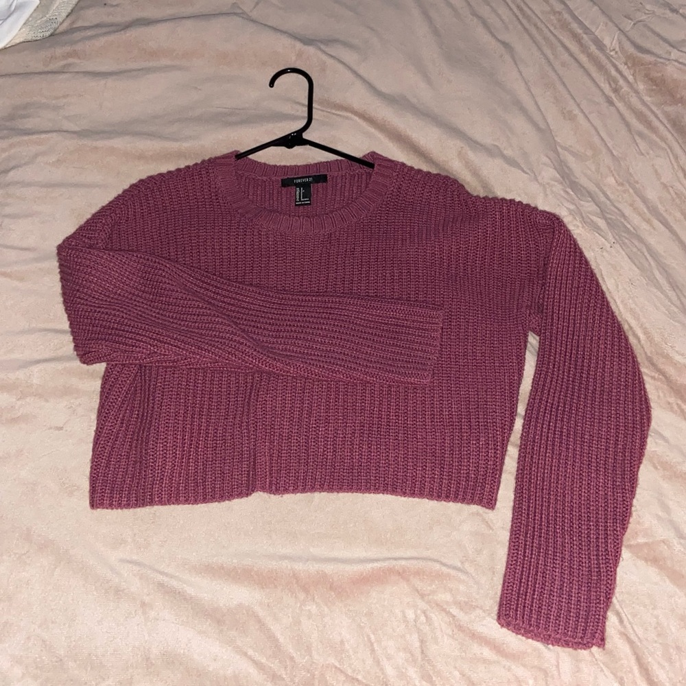 Womens mauve cropped knit sweater (S) - like new